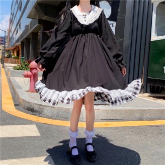 Vintage Black Lolita Style Dress OP (WS24)